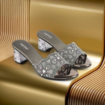 Metro Women Gun-metal Wedding Slip Ons(SKU: 35-2082-29-36)