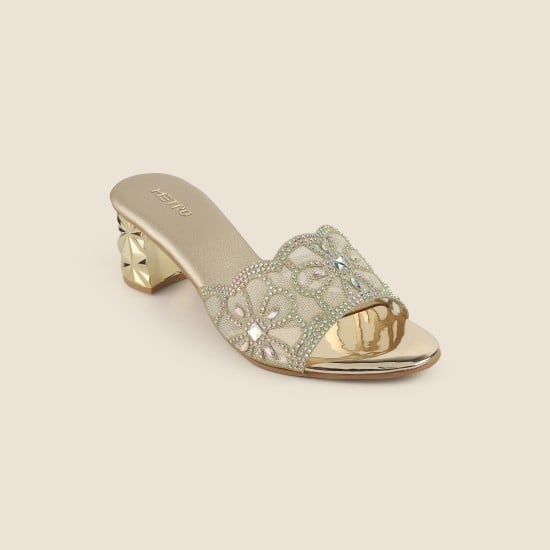 Women Gold Wedding Slip Ons