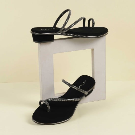 Women Black Party Slip Ons