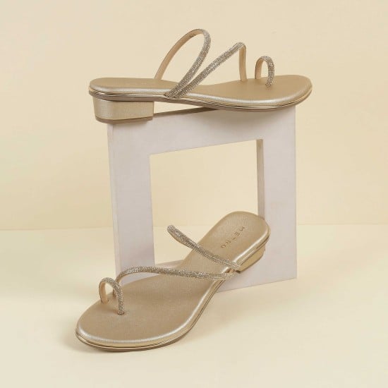 Women Gold Party Slip Ons