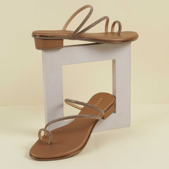 Women Antic-gold Party Slip Ons
