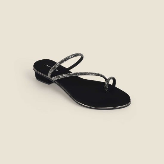 Women Black Party Slip Ons