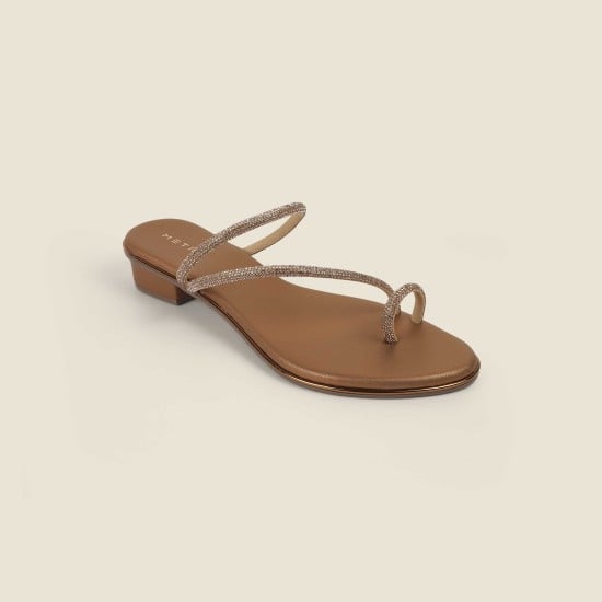 Women Antic-gold Party Slip Ons