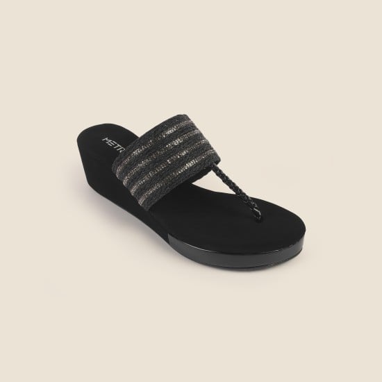 Women Black Casual Slip Ons