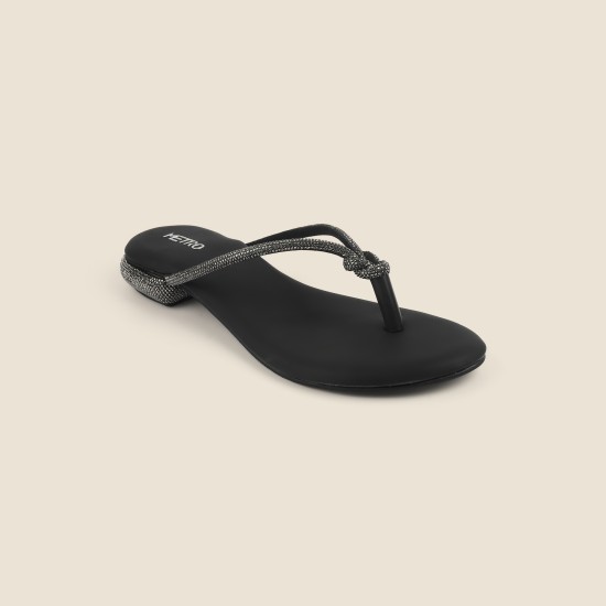 Women Black Party Slippers