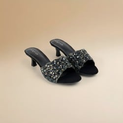 Women Black Ethnic Slip Ons