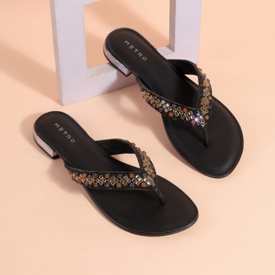 Women Black Casual Slippers