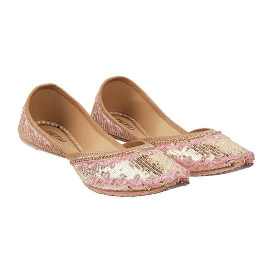 Women Rose-Gold Ethnic Mojaris