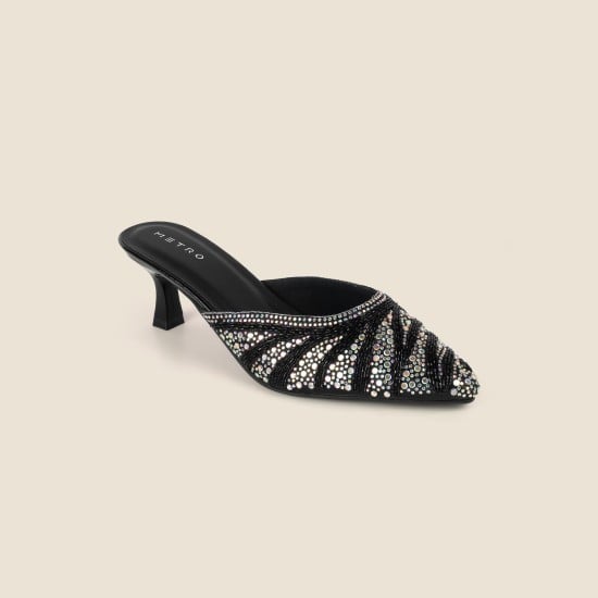 Women Black Wedding Slip Ons