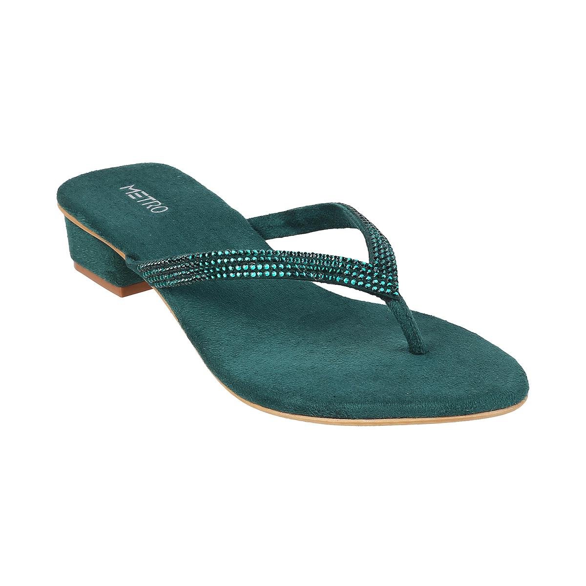 Buy Metro Women Green Party Slippers Online SKU 35 2244 21 37 Metro Shoes