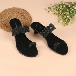 Women Black Ethnic Slip Ons