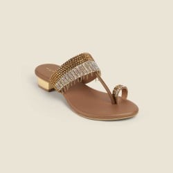 Women Antic-gold Wedding Slip Ons