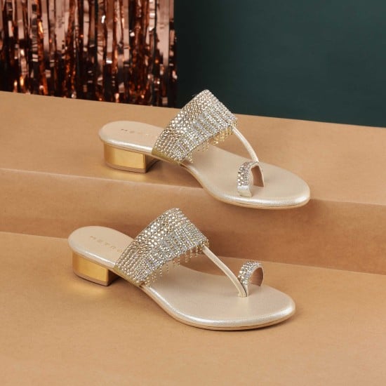 Women Gold Wedding Slip Ons