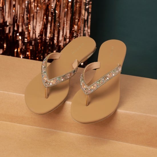 Women Antic-gold Casual Slippers