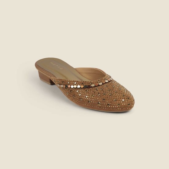 Women Antic-gold Ethnic Slip Ons