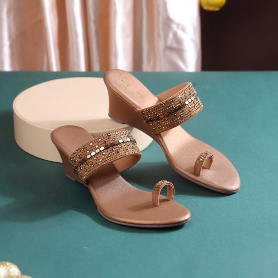 Women Antic-gold Ethnic Slip Ons