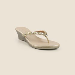 Women Gold Ethnic Slip Ons