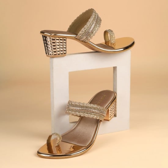 Women Rose-gold Ethnic Slip Ons