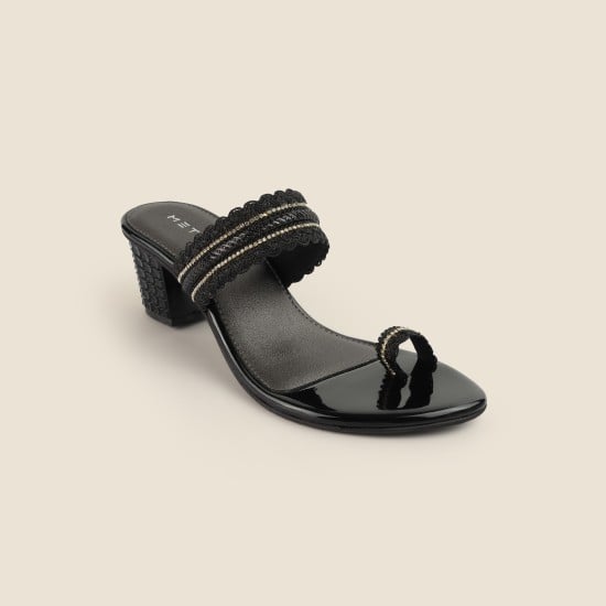 Women Black Ethnic Slip Ons