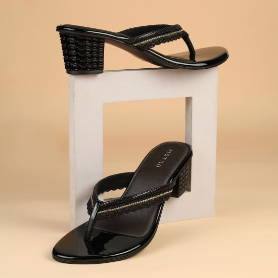 Women Black Ethnic Slip Ons