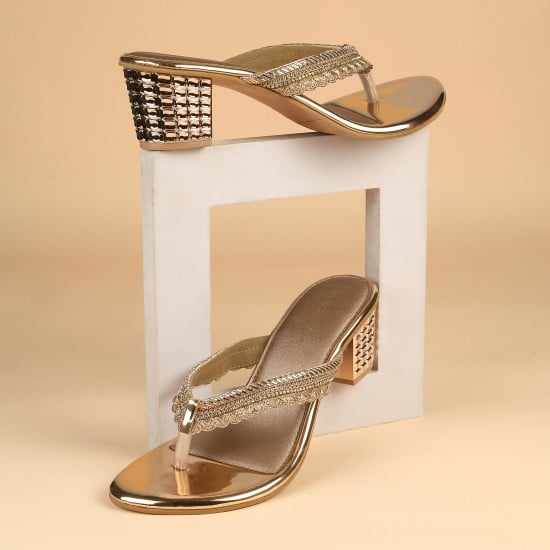 Women Rose-gold Ethnic Slip Ons