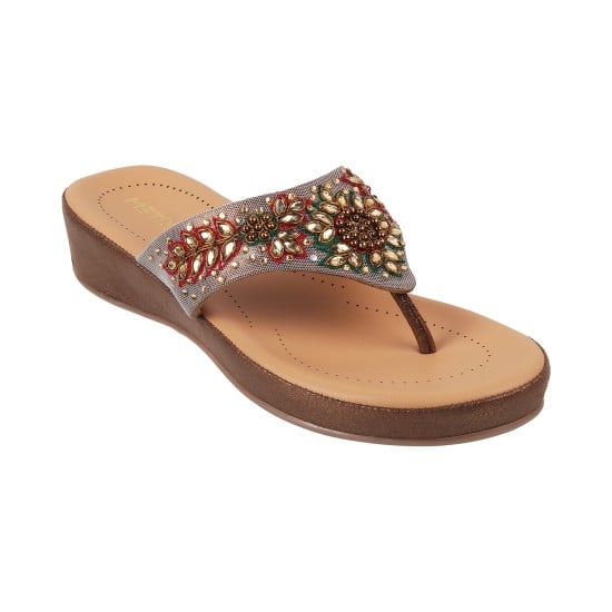 Women Antic-gold Ethnic Slippers