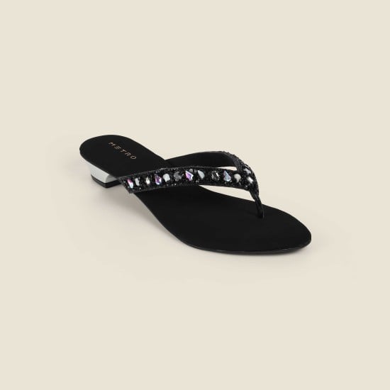 Women Black Party Slip Ons