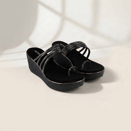 Women Black Casual Slip Ons