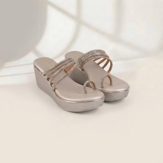 Women Gold Casual Slip Ons