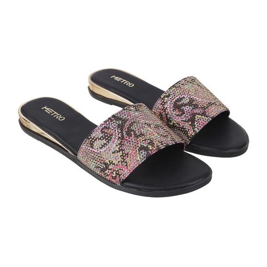 Women Black Casual Slippers