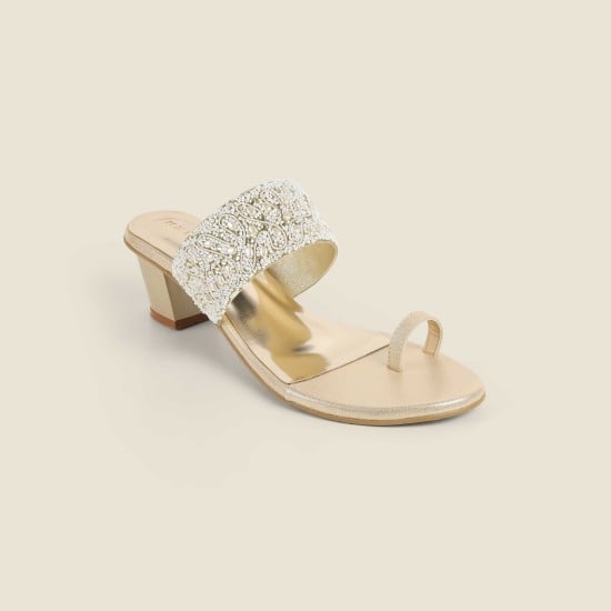 Women Gold Ethnic Slip Ons