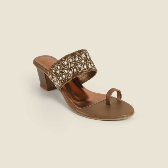 Women Antic-gold Ethnic Slip Ons