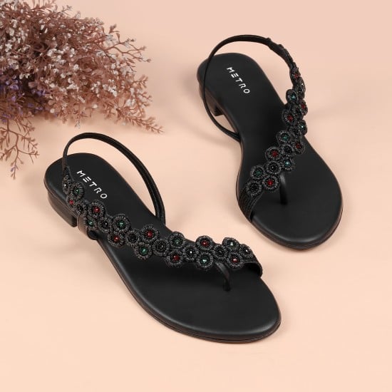 Women Black Ethnic Sandals