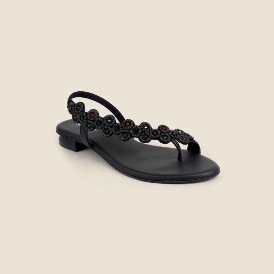 Women Black Ethnic Sandals