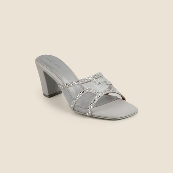 Women Silver Party Slip Ons