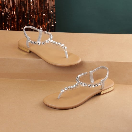 Women Silver Casual Sandals