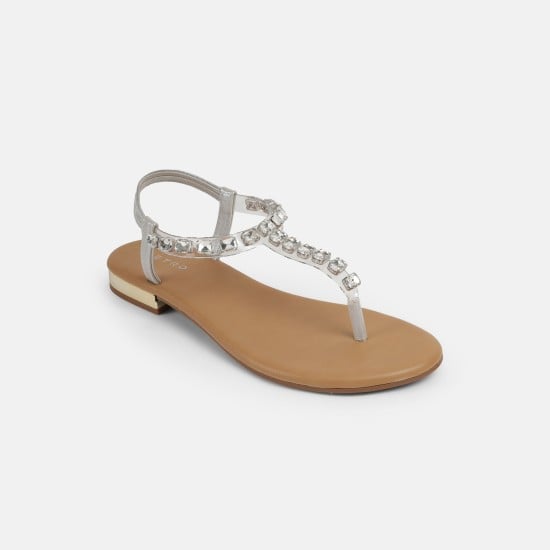 Women Silver Casual Sandals