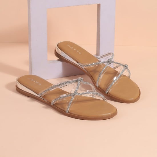 Women Silver Casual Slip Ons