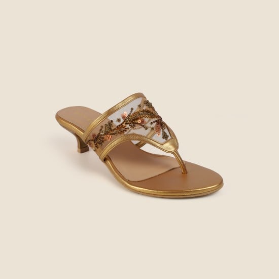 Women Antic-gold Ethnic Slip Ons