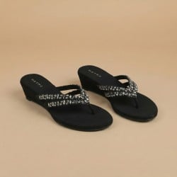 Women Black Ethnic Slip Ons