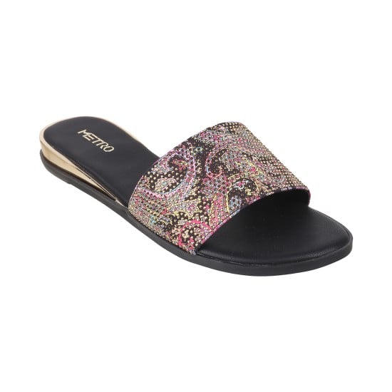 Women Black Casual Slippers