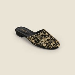 Women Black Ethnic Slip Ons