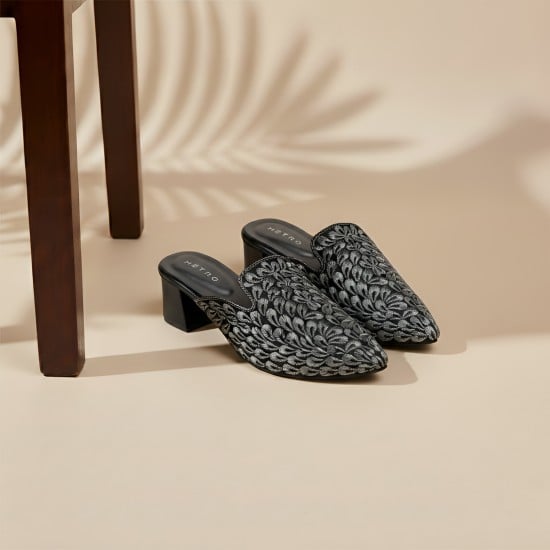 Women Black Wedding Slip Ons