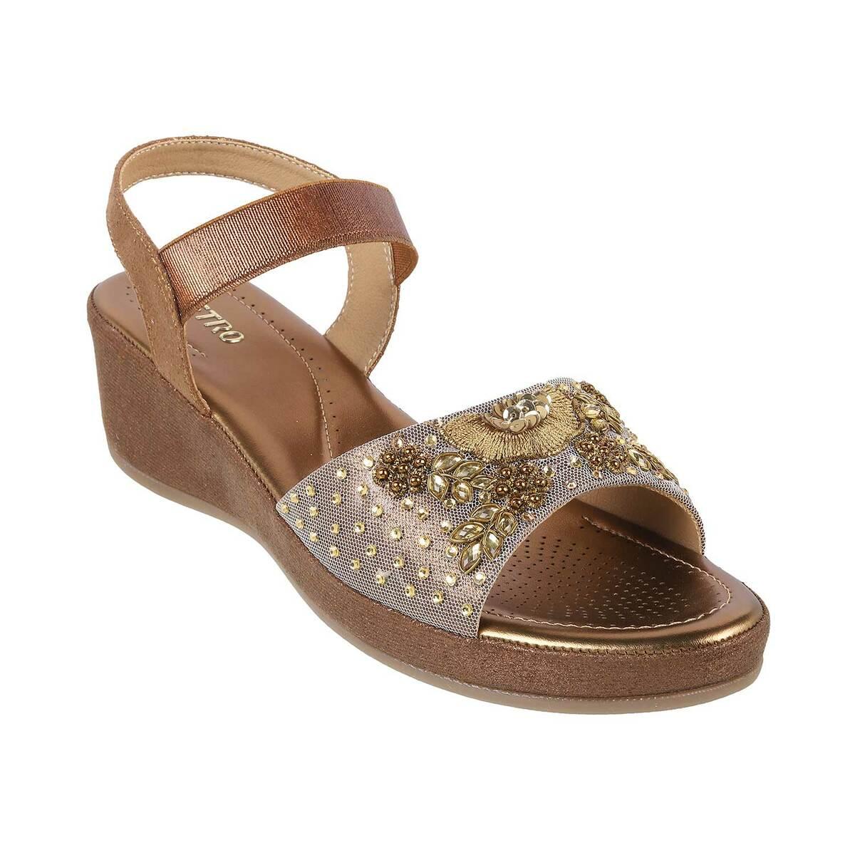 Buy Women Antique-Gold Party Sandals Online