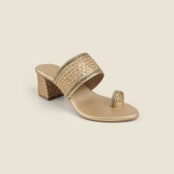 Women Gold Ethnic Slip Ons