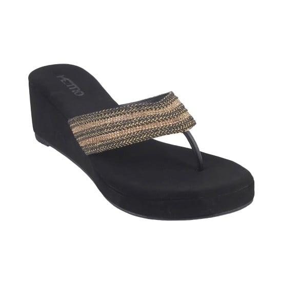 Women Black Casual Slippers