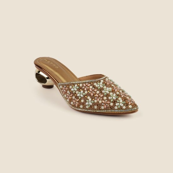 Women Antic-gold Wedding Slip Ons