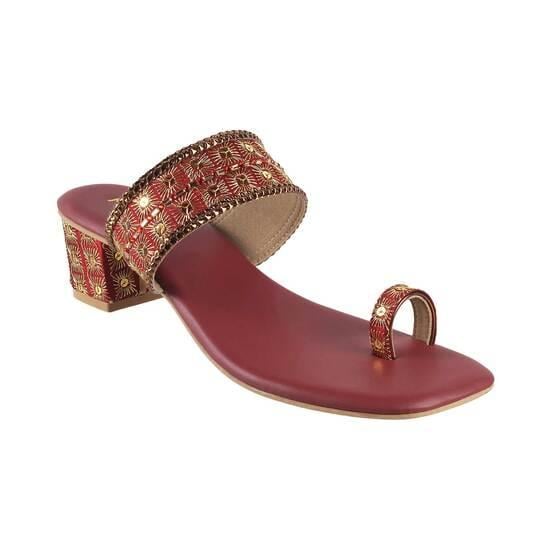 Women Maroon Ethnic Sandals