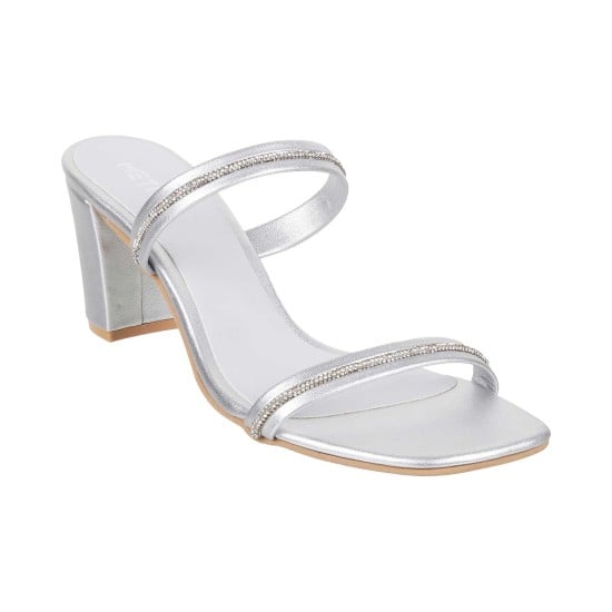 Women Silver Party Slip Ons