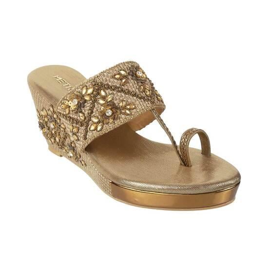 Women Antic-gold Ethnic Sandals